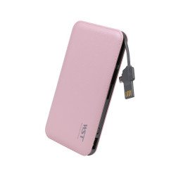Universal 8000 mah Portable Power Bank Charger with Built In Cable (Pink)